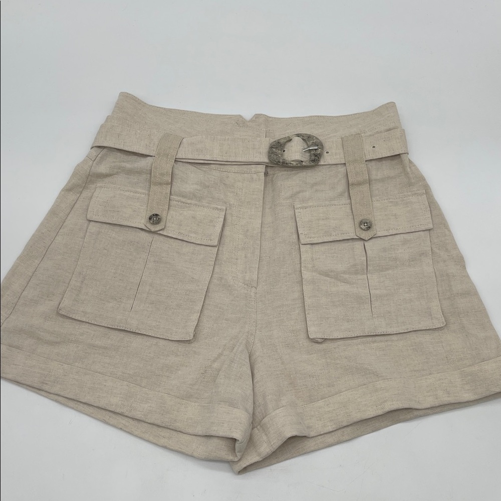 NWOT Jonathan Simkhai Rami Cotton/Linen Belted Cargo Shorts Women’s Size 8